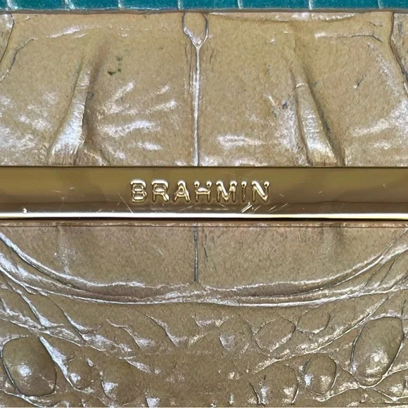 Brahmin Teal to Cream Ombre Croc-Embossed Tote with Dust bag and incert - Picture 6 of 16